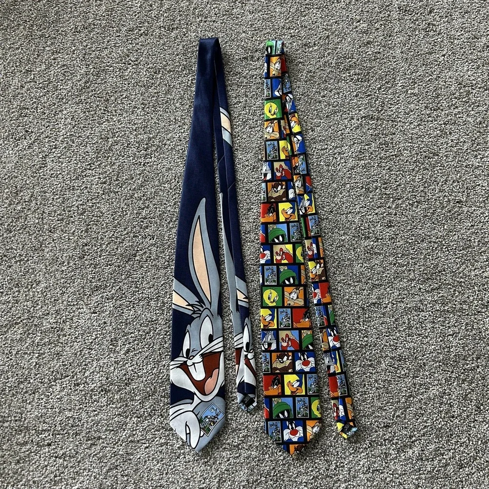 Vintage Looney Tunes Stamp Collection Tie Lot Mens One Size Multicolor Cartoon